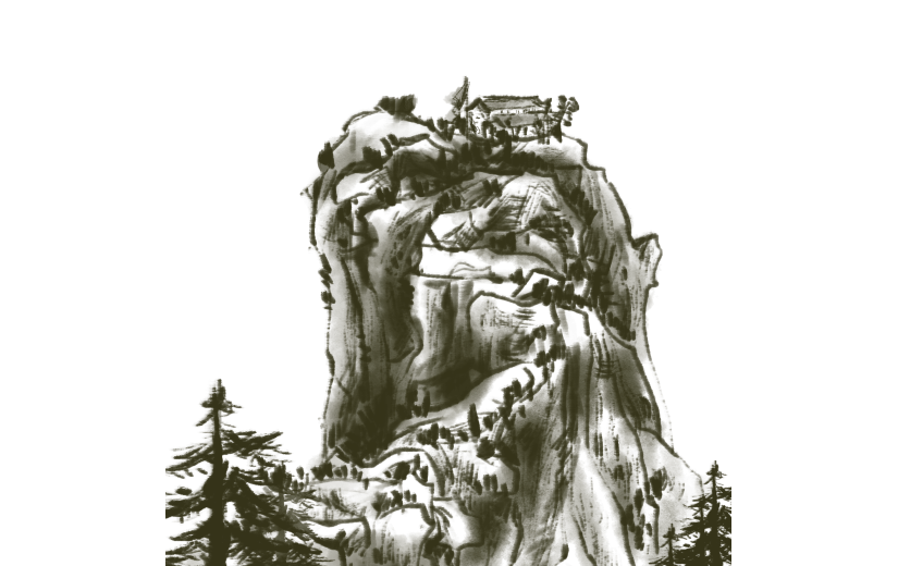中国风山水植物套系贴纸陡峭山
