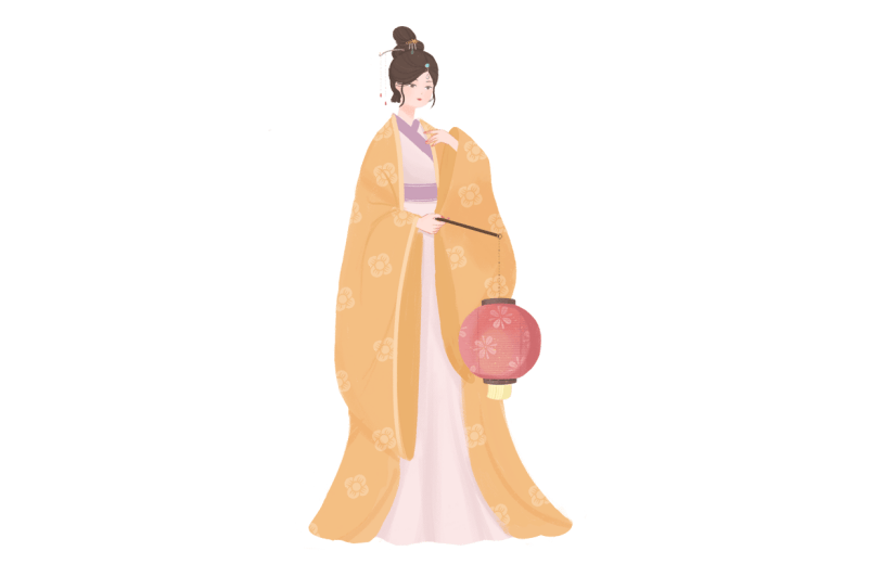手绘-汉服少女手绘贴纸