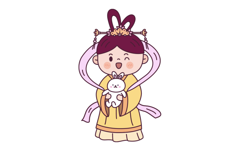 中国风中秋节女性元素贴纸