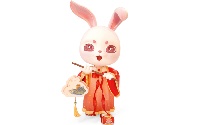 立体感春节兔子元素贴纸