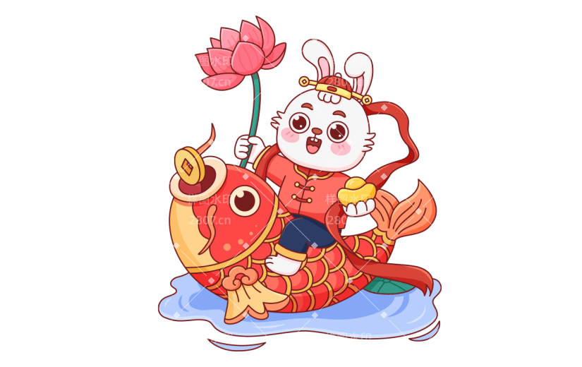 中国风春节兔子元素贴纸