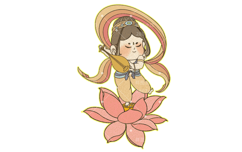 Q版壁画风-飞天仙女人物