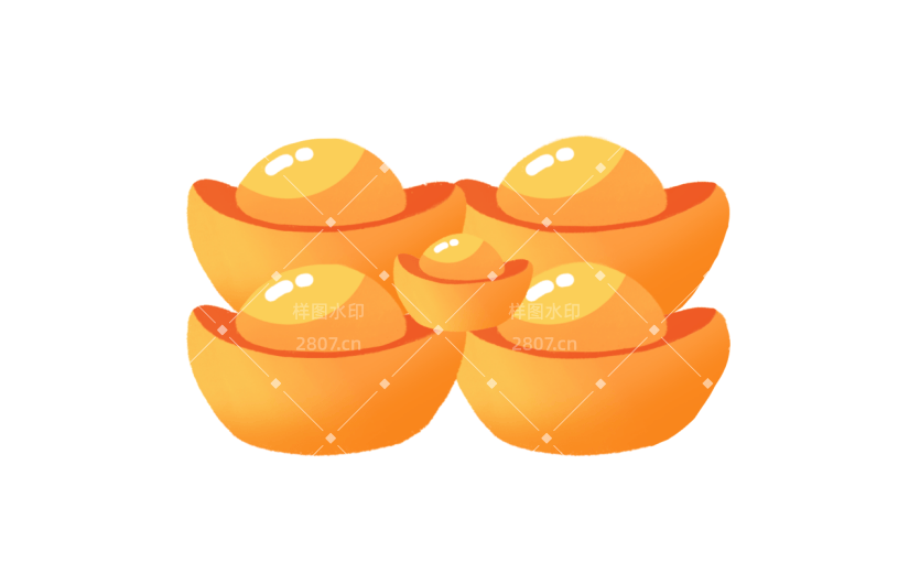 卡通感春节金元宝元素贴纸