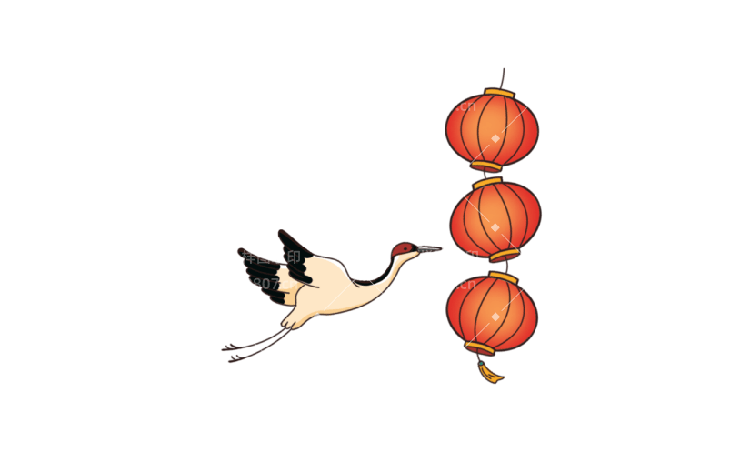 中国风春节灯笼元素贴纸