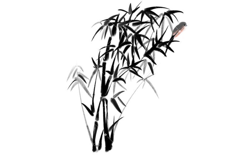 手绘水墨-竹叶元素
