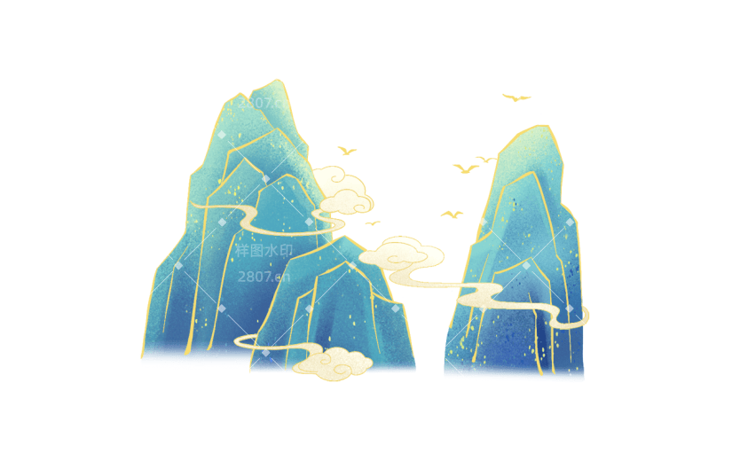 中国风中式国潮插画山水元素素材
