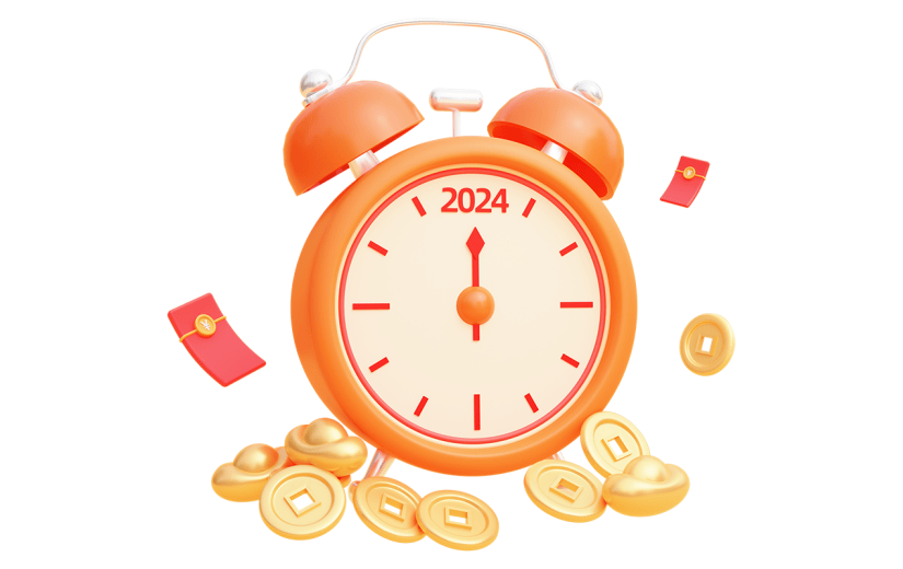 春节新年龙年除夕元旦20243D立体C4D时钟钟表元素