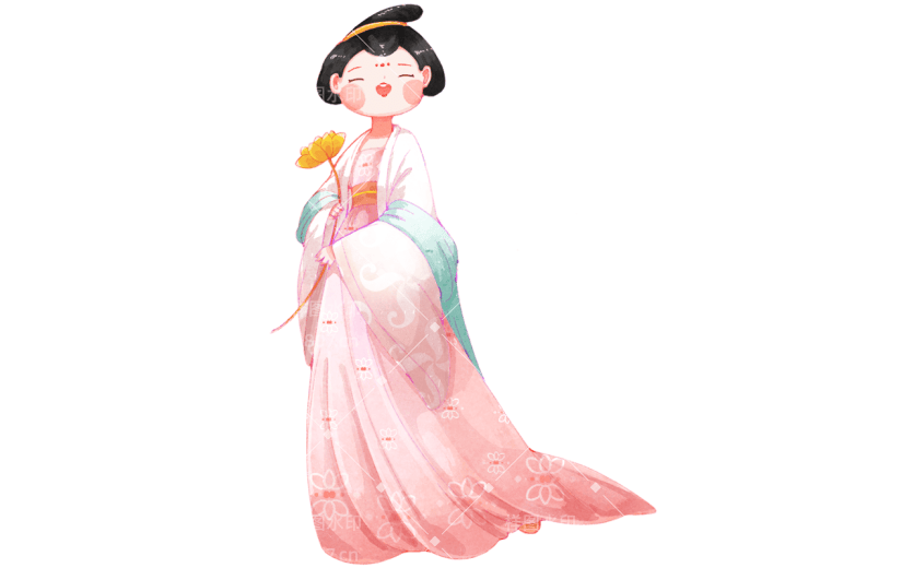 手绘-中国风汉服人物插画贴纸9