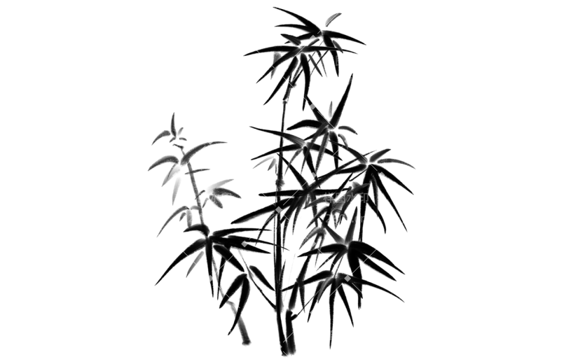 手绘水墨-竹叶元素