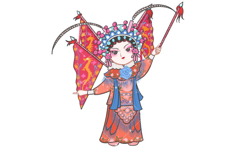手绘-高甲戏Q版人物贴纸9