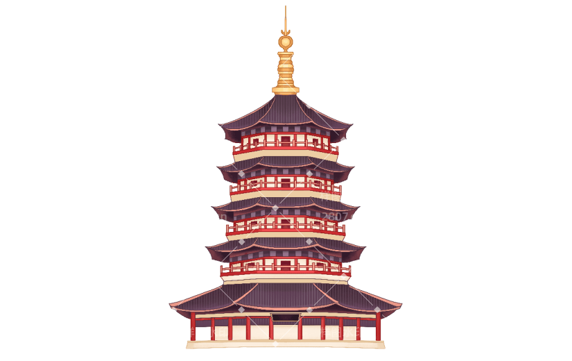 手绘-中国风文化建筑创意贴纸8