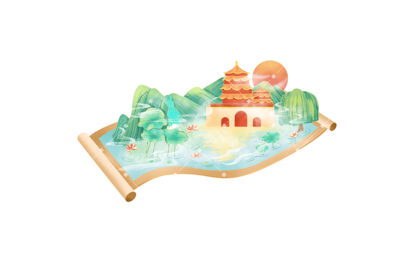 中国风-国潮园林画卷建筑元素2