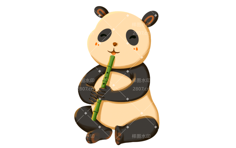 手绘-卡通音乐节动物元素-熊猫