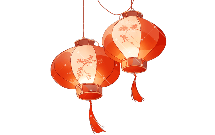 中国风红色灯笼贴纸