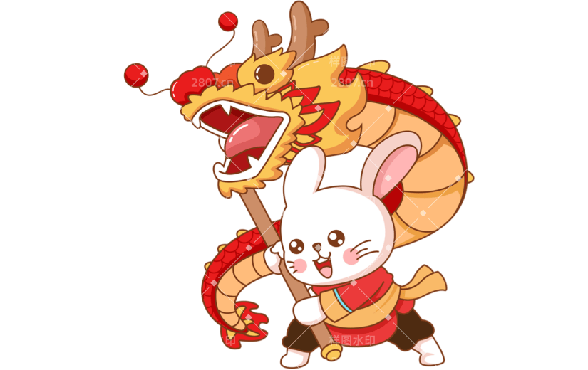 手绘描边-春节兔子元素3
