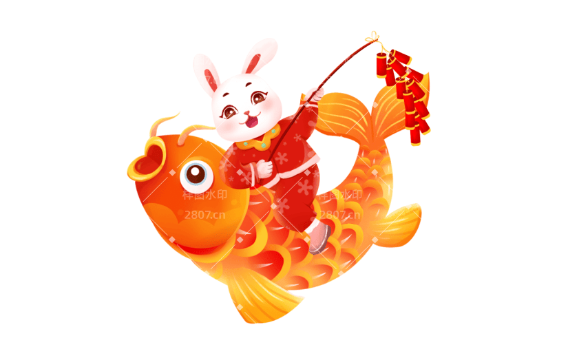 中国风春节兔子元素贴纸
