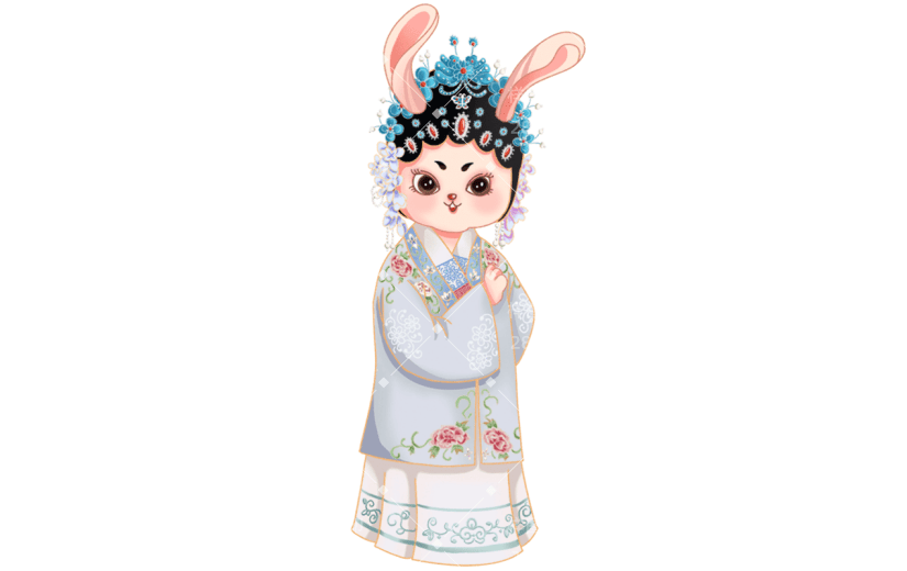 拟人风春节兔子元素贴纸
