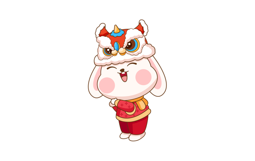 卡通感春节兔子元素贴纸