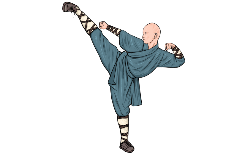 手绘-描边少林寺人物贴纸3