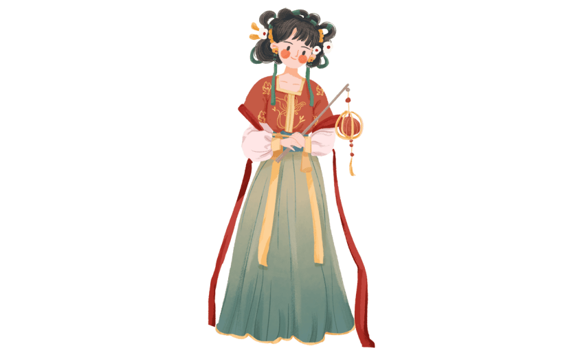 手绘-中国风少女人物插画贴纸5
