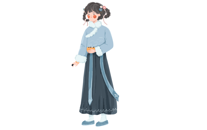 手绘-中国风少女人物插画贴纸8