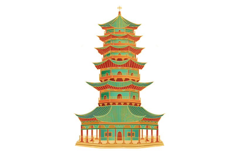 中国风-建筑贴纸-塔