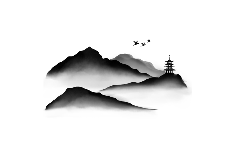 手绘-水墨中国风山水画场景5