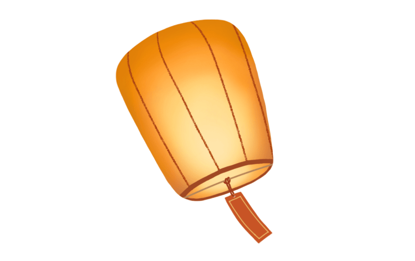 手绘-中国风元素-孔明灯