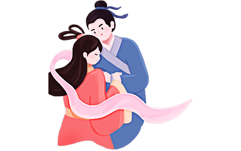 手绘-七夕人物元素-情侣