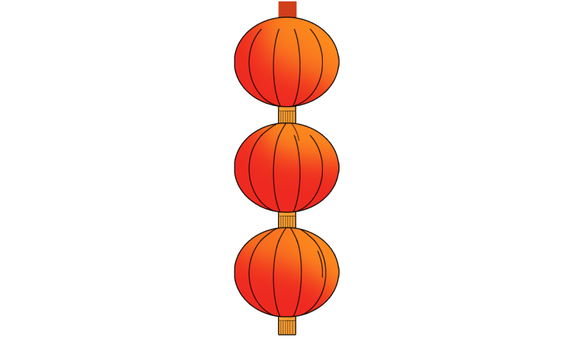 卡通感春节灯笼元素贴纸