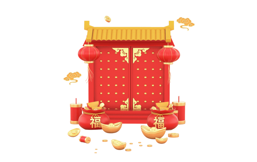 3D春节大门元素贴纸