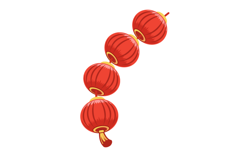卡通感春节灯笼元素贴纸