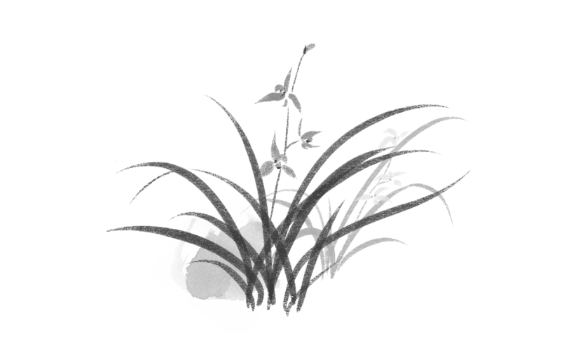 中国风水墨植物贴纸-兰花