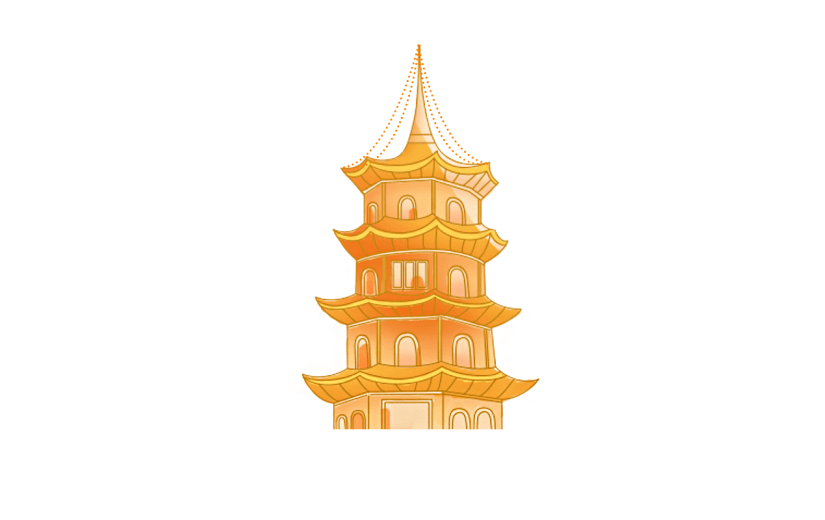 中国风重阳节塔元素贴纸