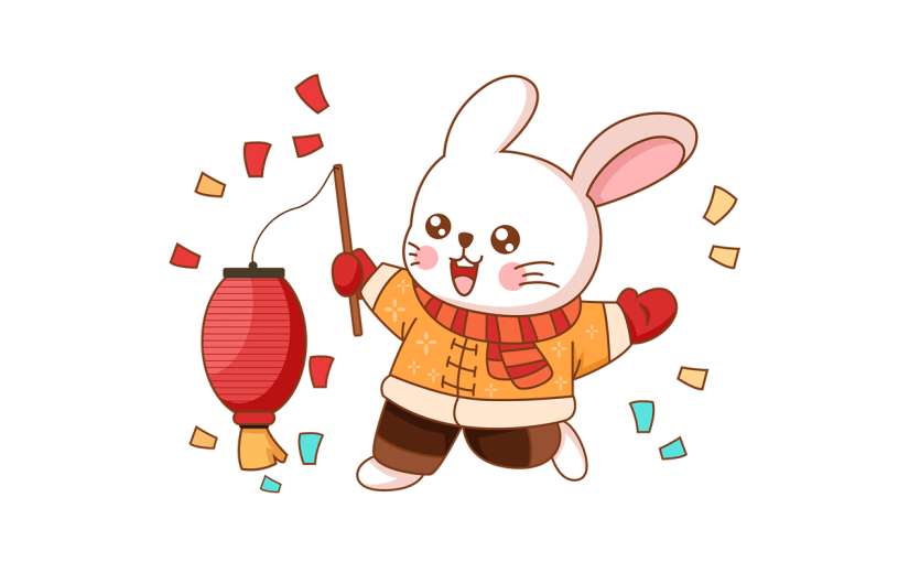 手绘描边-春节兔子元素5