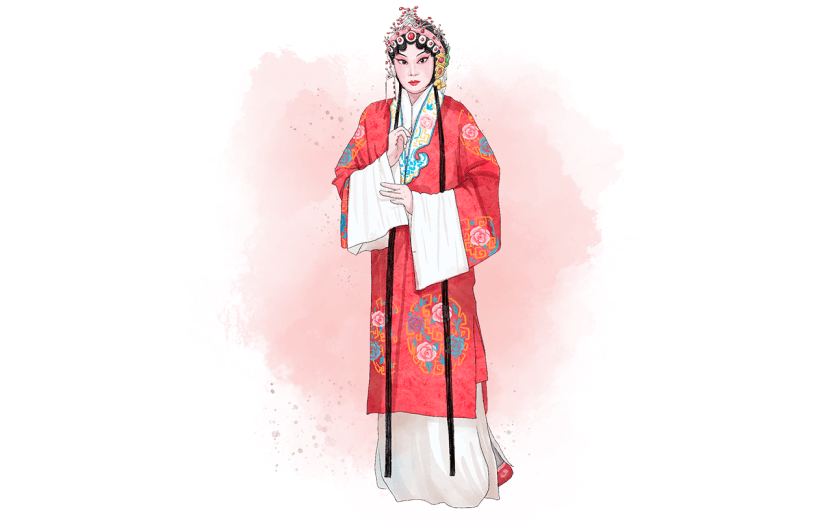 中国风红色戏服戏曲人物意贴纸