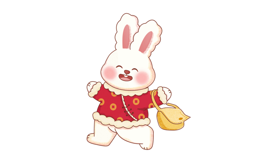 手绘春节兔子元素贴纸