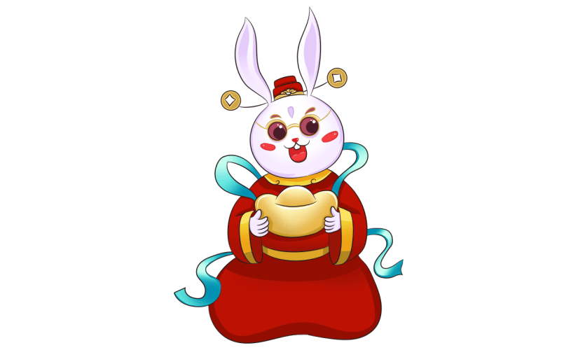 中国风春节兔子元素贴纸