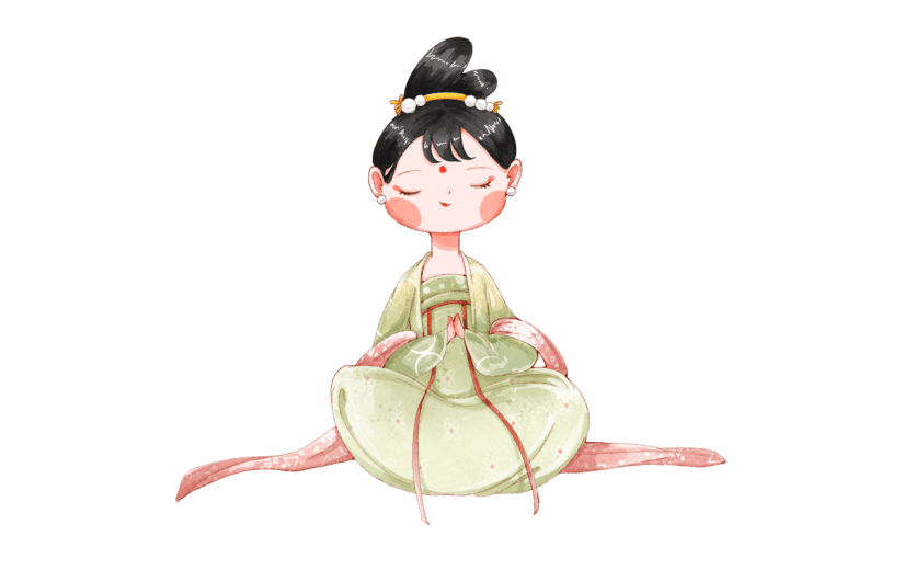 手绘-中国风汉服人物插画贴纸5