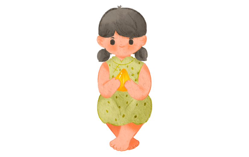 重阳节美食元素贴纸-小女孩