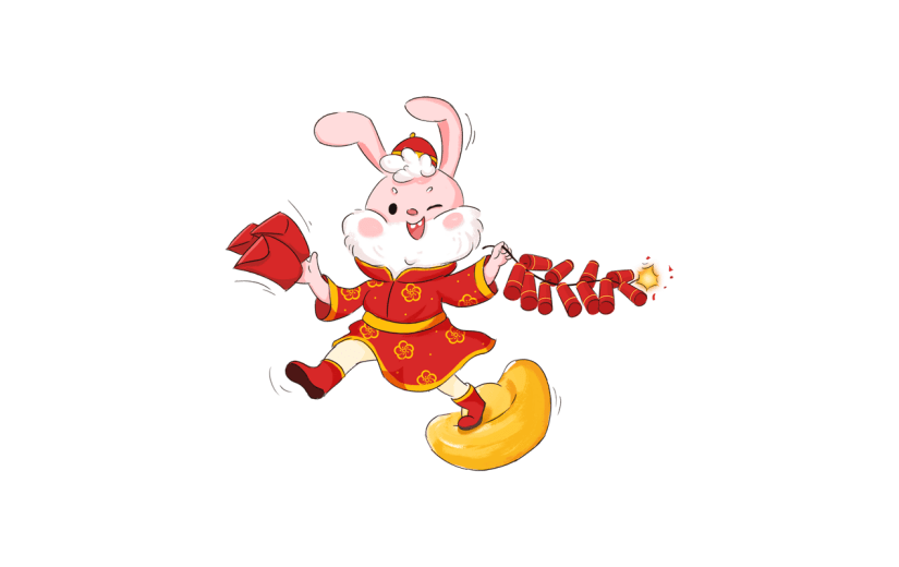中国风春节兔子元素贴纸
