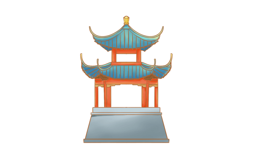 中秋节八月十五月中国风建筑