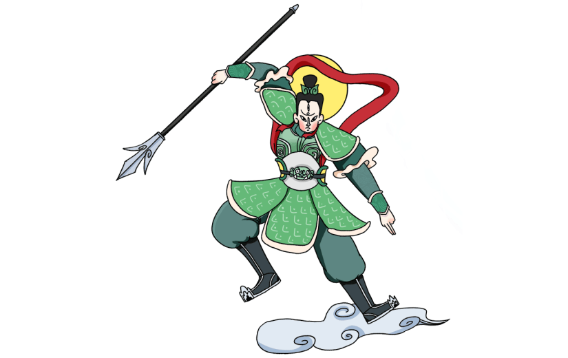 卡通手绘二郎神西游记元素贴纸