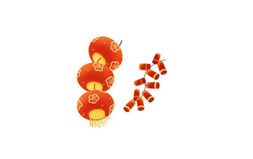 卡通感春节灯笼元素贴纸