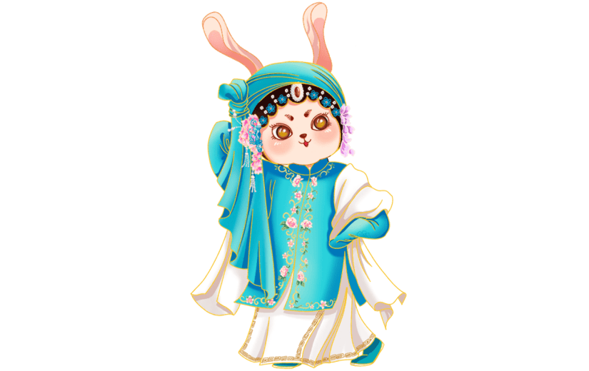 拟人风春节兔子元素贴纸