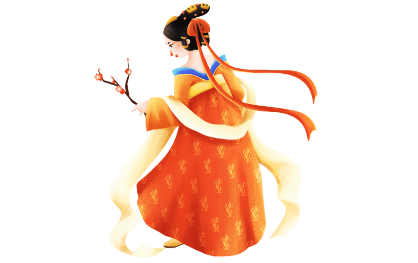手绘-手绘汉服少女贴纸