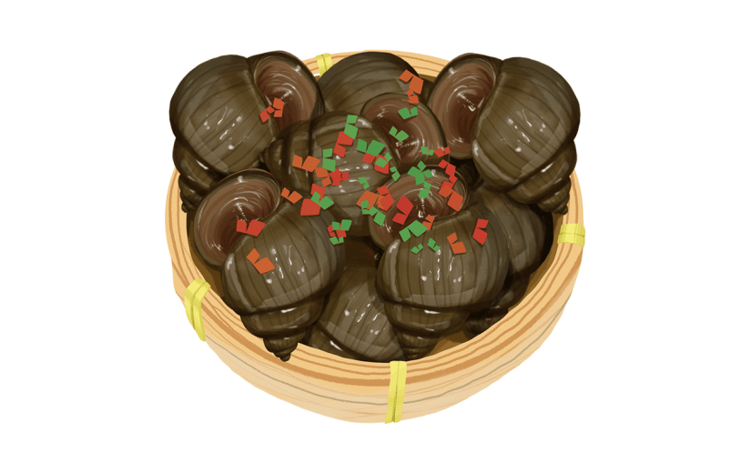 手绘炒螺狮中秋各地食物元素