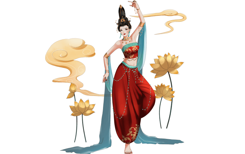 手绘-中国风人物插画贴纸-古风女性