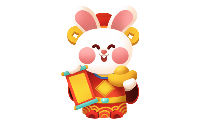 中国风春节兔子元素贴纸