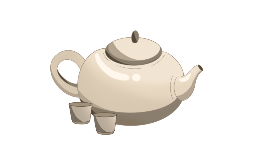 手绘茶壶重阳节元素